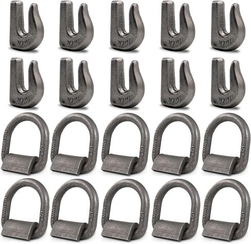 1/2" Heavy Duty Weld-On Forged D Ring with MBS:12,000 lbs and 3/8" G70 Weldable Grab Hooks, D-Ring Tie Down Anchor with Weld On Anchor Points for Trailer, Truck Cargo, RV, (2 Pack) in Saudi Arabia
