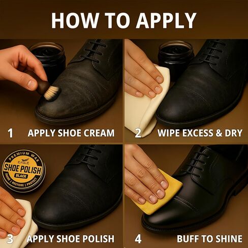 Eagle Shoe Shine Kit – 5-Piece Leather Shoe Polish & Cream Set with Brush & Cloths in Saudi Arabia