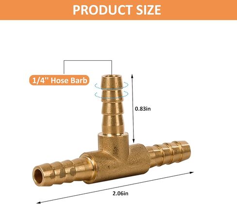 2 قطعة 1/4 بوصة × 1/4 بوصة × 1/4 بوصة تركيبات تي شيرت نحاسية لخرطوم الهوية 1/4 بوصة تقاطع الاتحاد ثلاثي الاتجاهات للهواء والغاز والوقود والزيت in Kuwait