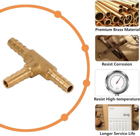 2 قطعة 1/4 بوصة × 1/4 بوصة × 1/4 بوصة تركيبات تي شيرت نحاسية لخرطوم الهوية 1/4 بوصة تقاطع الاتحاد ثلاثي الاتجاهات للهواء والغاز والوقود والزيت in Kuwait