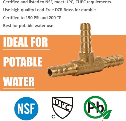 2 قطعة 1/4 بوصة × 1/4 بوصة × 1/4 بوصة تركيبات تي شيرت نحاسية لخرطوم الهوية 1/4 بوصة تقاطع الاتحاد ثلاثي الاتجاهات للهواء والغاز والوقود والزيت in Kuwait