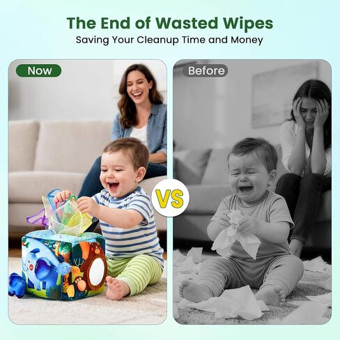 Baby Tissue Box Toy - Baby Toys 6-12 Months Montessori Toys for 6 7 8 9 12 Month Old Baby Must Haves Learning Educational Toy with Stuffed Animals Crinkle Sensory Toys for 1 Year Old Girl Boy Gifts in Saudi Arabia