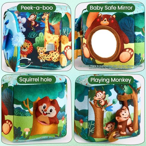 Baby Tissue Box Toy - Baby Toys 6-12 Months Montessori Toys for 6 7 8 9 12 Month Old Baby Must Haves Learning Educational Toy with Stuffed Animals Crinkle Sensory Toys for 1 Year Old Girl Boy Gifts in Saudi Arabia