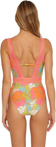 Playa De Flor Plunge One Piece Swimsuit, Multi, 14 in Saudi Arabia
