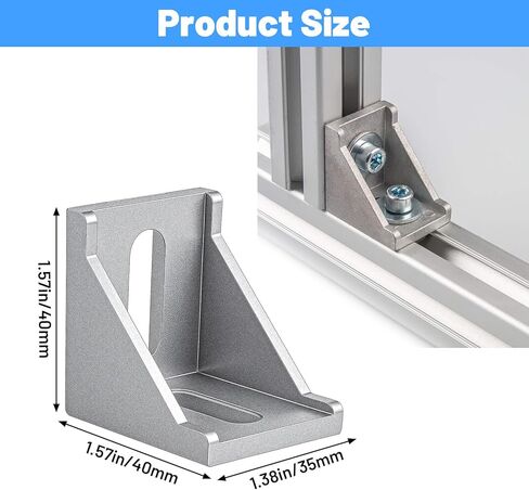20 Set 4040 Series Aluminum Extrusion Connector Kit, Includes 20 pcs Corner Brackets, 40 M8 T-Slot Nuts, 1pc Wrench for Industrial Aluminum Profile Accessories, Silver in Saudi Arabia