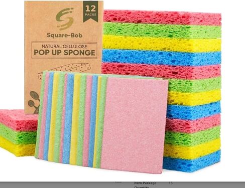 Compressed Non-Scratch Kitchen Sponges - Highly Absorbent for Dishes, Countertop, Sink, Car - Biodegradable, Quick Drying Cellulose Sponges - Assorted Colors (Pack of 6) in Saudi Arabia