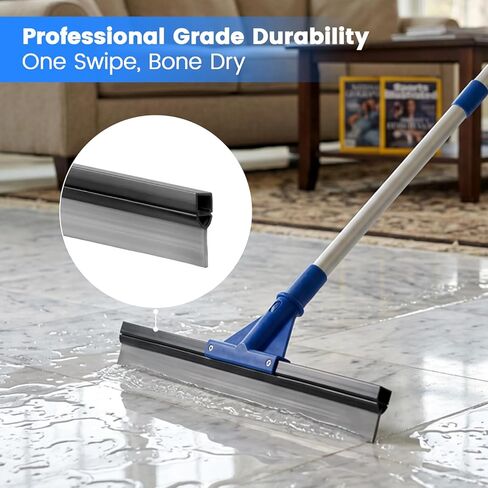 Floor Squeegee for Concrete Floor, 17.5" Heavy Duty Squeegee Broom for Floor, Commercial Scrubber Mop with Extendable Long Handle, Bathroom Tile Shower Glass Window in Saudi Arabia