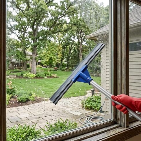 Floor Squeegee for Concrete Floor, 17.5" Heavy Duty Squeegee Broom for Floor, Commercial Scrubber Mop with Extendable Long Handle, Bathroom Tile Shower Glass Window in Saudi Arabia