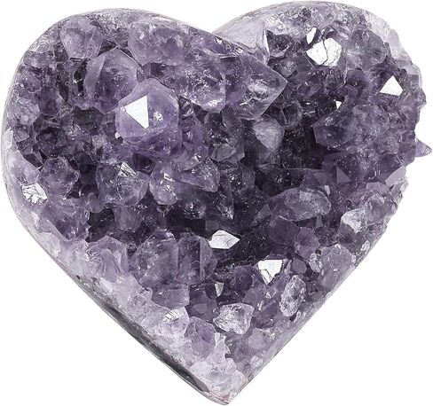 TUMBEELLUWA Heart Shaped Amethyst Crystal Cluster Geode Decorative Rock Raw Crystals and Healing Stones for Home Room Decor, 1.97-3.35 Inch in Saudi Arabia