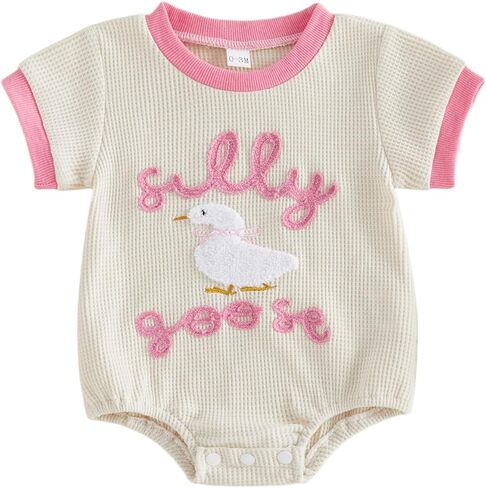 Infant Baby Girl Fall Winter Clothes Newborn Outfit Goose Long Sleeve Bubble Romper Bodysuit Farm Goose Outfit in Saudi Arabia