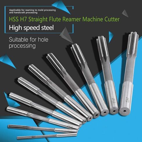 10pcs HSS H7 Straight Flute Reamer Cutter,High Hardness,Long Service Life,for, Handicraft Processing, Bore Machining, ideal for Iron, Plastic, Wood, Copper, in Saudi Arabia