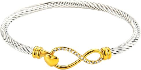 Decpro Exquisite Vintage Twisted Cable Cuff Bangle, Adjustable Stainless Steel Bracelet for Women, Elegant Jewelry Gift for Women in Saudi Arabia