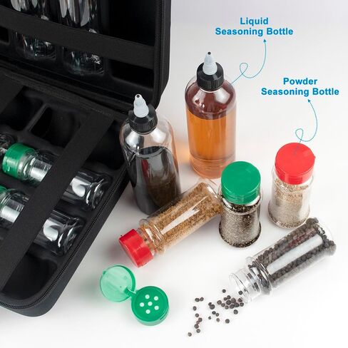 Camping Portable Spice Set with 12 Spice Containers Storage Bottle Pepper & Salt Spice Shakers, Separable Storage Bag for Outdoor Travel Camping BBQ Picnic Seasoning Kit Carrying Case in Saudi Arabia