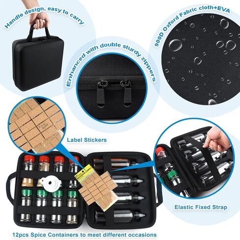 Camping Portable Spice Set with 12 Spice Containers Storage Bottle Pepper & Salt Spice Shakers, Separable Storage Bag for Outdoor Travel Camping BBQ Picnic Seasoning Kit Carrying Case in Saudi Arabia