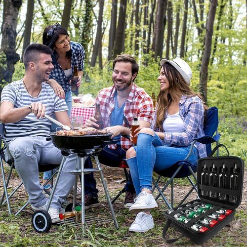 Camping Portable Spice Set with 12 Spice Containers Storage Bottle Pepper & Salt Spice Shakers, Separable Storage Bag for Outdoor Travel Camping BBQ Picnic Seasoning Kit Carrying Case in Saudi Arabia