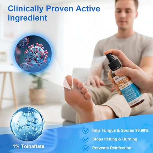 HEALMUSZ Athletes بخاخ القدم المضاد للفطريات، علاج فطريات القدم للتخفيف السريع، بخاخ للتحكم في الحكة والرائحة للرجال والنساء والأحذية. in Kuwait