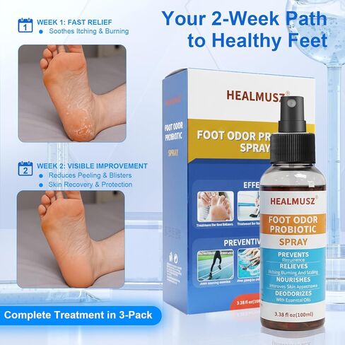 HEALMUSZ Athletes بخاخ القدم المضاد للفطريات، علاج فطريات القدم للتخفيف السريع، بخاخ للتحكم في الحكة والرائحة للرجال والنساء والأحذية. in Kuwait