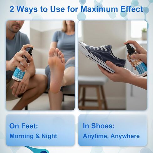 HEALMUSZ Athletes بخاخ القدم المضاد للفطريات، علاج فطريات القدم للتخفيف السريع، بخاخ للتحكم في الحكة والرائحة للرجال والنساء والأحذية. in Kuwait