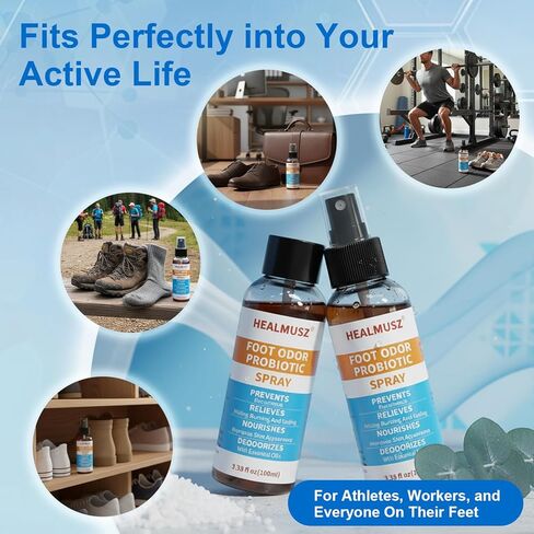 HEALMUSZ Athletes بخاخ القدم المضاد للفطريات، علاج فطريات القدم للتخفيف السريع، بخاخ للتحكم في الحكة والرائحة للرجال والنساء والأحذية. in Kuwait