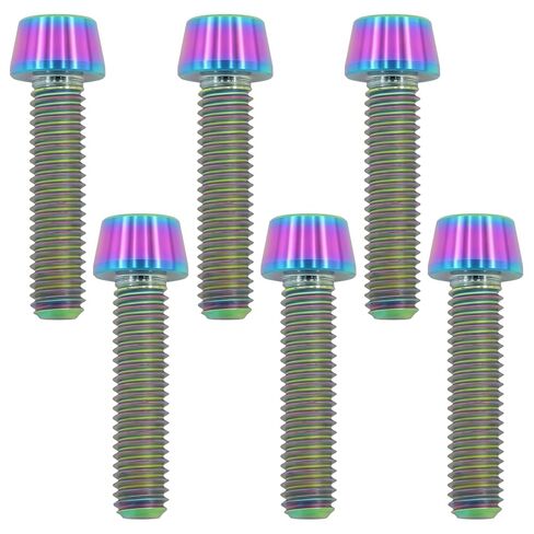 مسامير تيتانيوم M6x25mm - براغي مقبس سداسية ذات رأس مدبب للدراجة والدراجات النارية والبحرية | مقاومة للتآكل في الظروف المالحة/الرطبة، ومثبتات خفيفة الوزن | أسود (6 قطعة in Kuwait