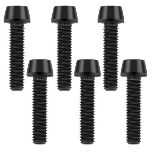 مسامير تيتانيوم M6x25mm - براغي مقبس سداسية ذات رأس مدبب للدراجة والدراجات النارية والبحرية | مقاومة للتآكل في الظروف المالحة/الرطبة، ومثبتات خفيفة الوزن | أسود (6 قطعة in Kuwait