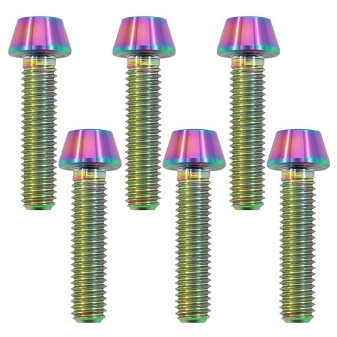 مسامير تيتانيوم M6x25mm - براغي مقبس سداسية ذات رأس مدبب للدراجة والدراجات النارية والبحرية | مقاومة للتآكل في الظروف المالحة/الرطبة، ومثبتات خفيفة الوزن | أسود (6 قطعة in Kuwait