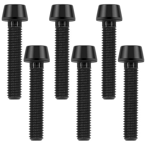 مسامير تيتانيوم M6x25mm - براغي مقبس سداسية ذات رأس مدبب للدراجة والدراجات النارية والبحرية | مقاومة للتآكل في الظروف المالحة/الرطبة، ومثبتات خفيفة الوزن | أسود (6 قطعة in Kuwait