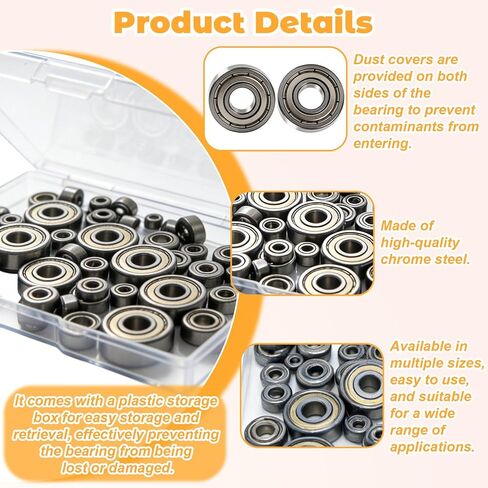 60 قطعة مجموعة محامل الكرات 693ZZ 623ZZ 624ZZ 685ZZ 687ZZ 627ZZ 6 أحجام محامل صغيرة مجموعة متنوعة محامل مزدوجة معدنية مختومة محمية الكربون الصلب محامل الأخدود العميق in Kuwait