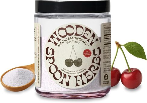 ملعقة خشبية خليط مشروب مسحوق جليسينات المغنيسيوم السحري بالأعشاب (تارت الكرز) | 300 ملغ من المغنيسيوم، 0.5 ملغ من الميلاتونين النباتي | مكمل ليلي مهدئ | مسحوق دعم النوم من إيزي ميكس، نباتي | 3.7 أوقية in Kuwait