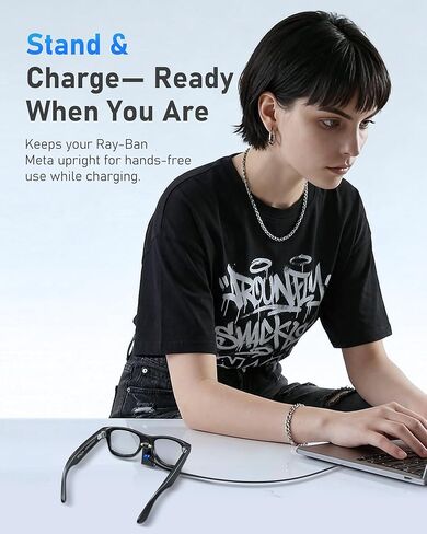 Portable Charging Spot Compatible with Ray-Ban Meta Smart Glasses Gen 1 & 2 & Oakley Meta HSTN, Magnetic USB-C Charging Stand with Stick/Stand/Flat Modes, Aluminum Holder in Saudi Arabia