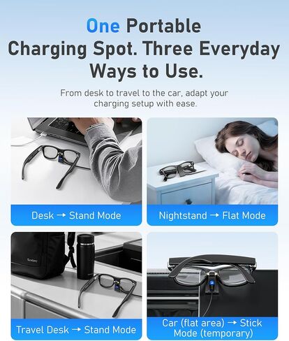 Portable Charging Spot Compatible with Ray-Ban Meta Smart Glasses Gen 1 & 2 & Oakley Meta HSTN, Magnetic USB-C Charging Stand with Stick/Stand/Flat Modes, Aluminum Holder in Saudi Arabia