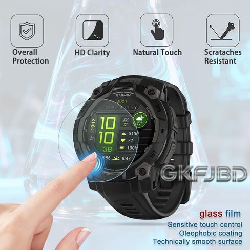 متوافق مع مجموعة واقي الشاشة والجراب مقاس 45 مم من Garmin Instinct 3، طبقة واقية من الزجاج المقوى عالي الدقة مضاد للخدش وغطاء إطار ناعم من مادة TPU (عبوة من 3+1) in Kuwait