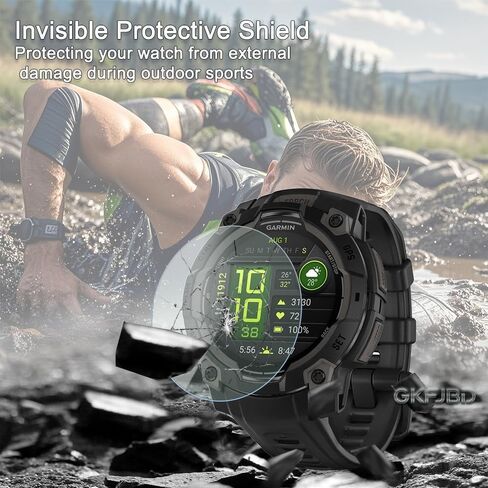 متوافق مع مجموعة واقي الشاشة والجراب مقاس 45 مم من Garmin Instinct 3، طبقة واقية من الزجاج المقوى عالي الدقة مضاد للخدش وغطاء إطار ناعم من مادة TPU (عبوة من 3+1) in Kuwait