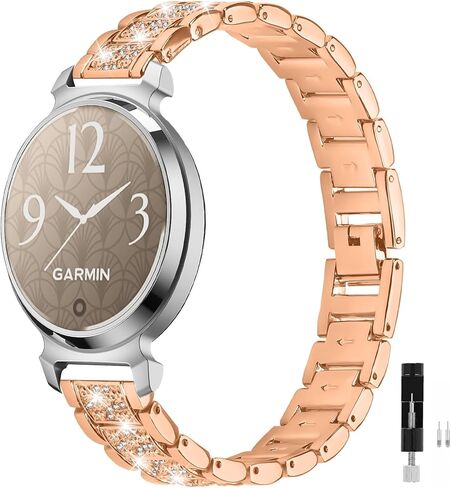 سوار ساعة من الفولاذ المقاوم للصدأ متوافق مع Garmin Lily 2/Lily 2 Active، سوار معدني أنيق بديل مع أداة تغيير الحجم، إكسسوارات سوار معصم مجوهرات للنساء والفتيات in Kuwait