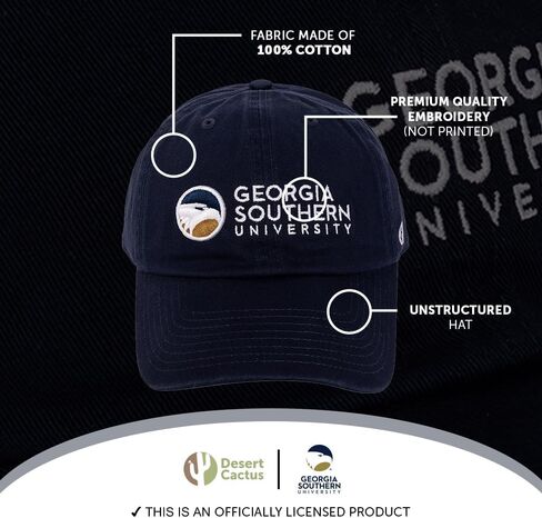 Desert Cactus Georgia Southern University Baseball Hat GSU Eagles Brimmed Embroidered Cap Adjustable Cloth Strap Adult (Style B) Blue in Saudi Arabia