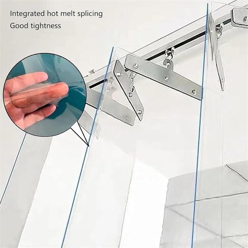 طقم ستائر من شريط PVC شديد التحمل، شاشة باب شفافة مقاس 135 × 350 سم، حاجز منزلق قابل للطي للاستخدام الداخلي والخارجي، ستارة باب بلاستيكية سهلة التركيب لتوفير الطاقة in Kuwait