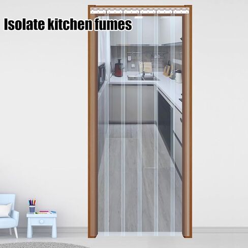Industrial Strip Curtain - Clear PVC Doorway Curtain, Thermal Insulating Plastic for Supermarket, Garage, Warehouse, Barn (W135xH210cm/53.15x82.68in) in Saudi Arabia