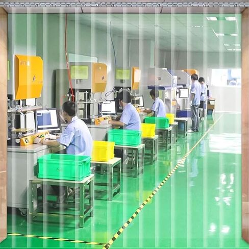 طقم ستائر شريطية شفافة من PVC - غطاء باب بلاستيكي عازل حراريًا مقاوم للماء للجراج والفريزر والمستودع - سهل التركيب، 76.77 × 82.68 بوصة (عرض 195 × ارتفاع 210 سم) in Saudi Arabia