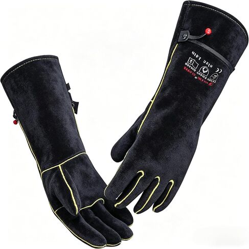 932℉ Leather Welding Gloves for Women Man, Heat Resistant Fire Long Sleeve Gloves for Tig Mig Stick BBQ Fireplace Animal Handling (Small 14inch) in Saudi Arabia