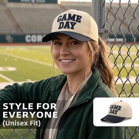 Game Day Hat for Women Men, Vintage Embroidered Football Basketball Cap, Adjustable Baseball Hat for Sports Fans Gift in Saudi Arabia