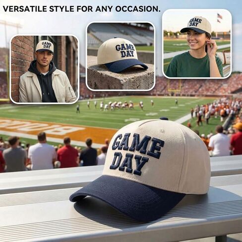 Game Day Hat for Women Men, Vintage Embroidered Football Basketball Cap, Adjustable Baseball Hat for Sports Fans Gift in Saudi Arabia