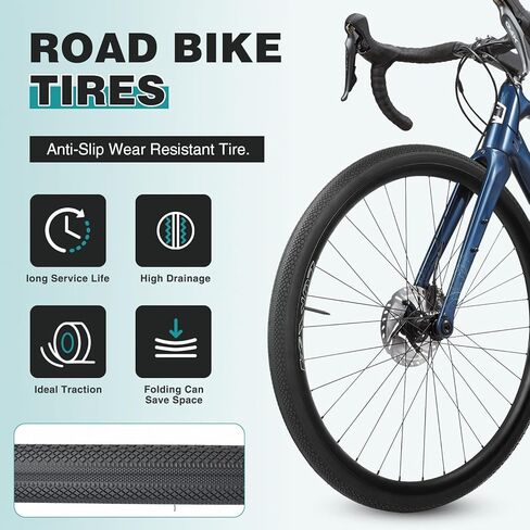 عبوتان من إطارات الدراجة الحصى 700x40c مع أنبوب/بدون أنبوب - قابلة للطي 40-622 ETRTO,40 TPI، متوافقة مع إطارات الدراجات الحصى/MTB/الهجينة/الكهربائية 700x38C 700x39C 700x40C 700x41C 700x42C in Kuwait