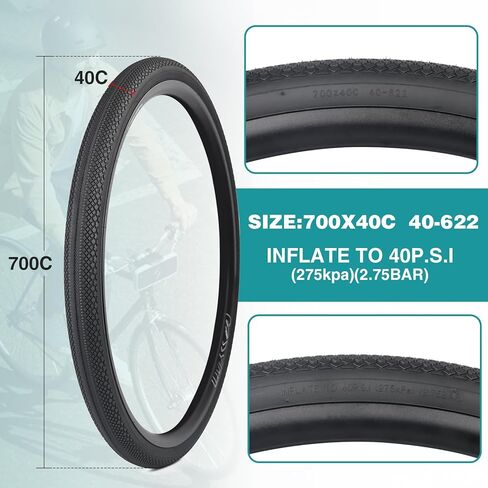 عبوتان من إطارات الدراجة الحصى 700x40c مع أنبوب/بدون أنبوب - قابلة للطي 40-622 ETRTO,40 TPI، متوافقة مع إطارات الدراجات الحصى/MTB/الهجينة/الكهربائية 700x38C 700x39C 700x40C 700x41C 700x42C in Kuwait