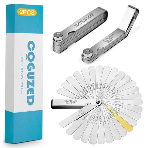 CoguZed 2-Pack Stainless Steel Feeler Gauges Set: 32-Blade and 16-Blade Sets, Dual Marked Metric & Imperial, Precision Gages for Engine & Spark Plug Gap Measurement in Saudi Arabia