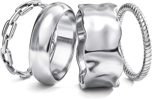 FIASASO 4 PCS Chunky Stackable Rings for Women Non Tarnish 16K Gold Plated Rings Dainty Knuckle Thumb Ring Set Trendy Cute Statement Wedding Promise Engagement Band Ring Size 5-10 in Saudi Arabia