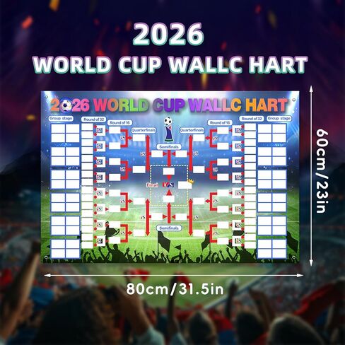World Cup Schedule Poster 2026 World Cup Merchandise, Final Round 48-team, Football Tournament Schedule and Team Info Chart Poster Gifts for Soccer Fans,Waterproof Erasable (Inches, 23.6, Inches, 15.3) in Saudi Arabia