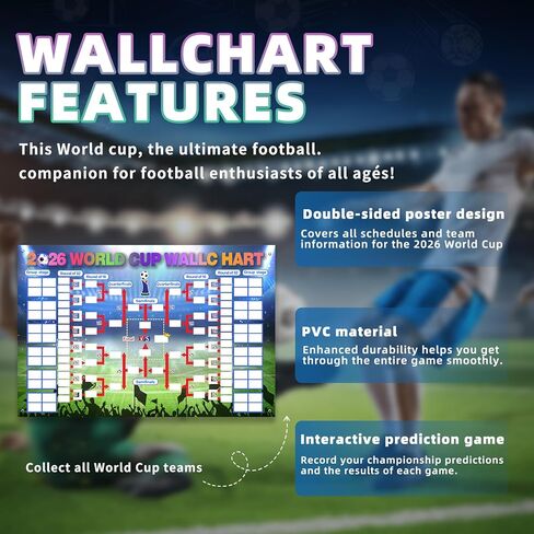 World Cup Schedule Poster 2026 World Cup Merchandise, Final Round 48-team, Football Tournament Schedule and Team Info Chart Poster Gifts for Soccer Fans,Waterproof Erasable (Inches, 23.6, Inches, 15.3) in Saudi Arabia