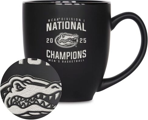 Rico Industries NCAA Florida Gators 2025 Men's Basketball National Champions 15oz Laser Engraved Matte Black Ceramic Bistro Mug - For Hot or Cold Drinks in Saudi Arabia