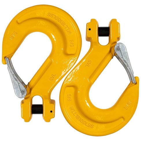 خطافات حبال Clevis مقاس 5/8 بوصة للتحكم في البضائع الأمريكية مع مزلاج (عبوة من قطعتين)، خطافات سلسلة G80، حد حمل العمل 18,100 رطل، خطافات سلسلة Clevis شديدة التحمل للرفع والسحب وربط الأحمال والسحب in Kuwait