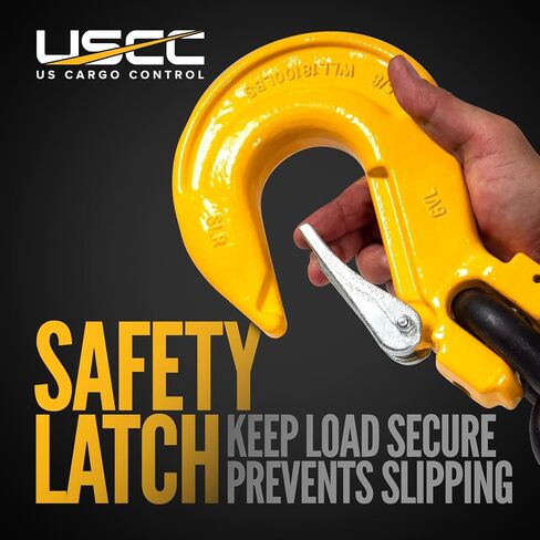 خطافات حبال Clevis مقاس 5/8 بوصة للتحكم في البضائع الأمريكية مع مزلاج (عبوة من قطعتين)، خطافات سلسلة G80، حد حمل العمل 18,100 رطل، خطافات سلسلة Clevis شديدة التحمل للرفع والسحب وربط الأحمال والسحب in Kuwait